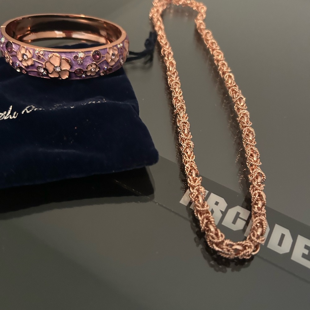 Cherry Blossom Bangle Bracelet and Necklace Set. Danbury Mint. Never worn